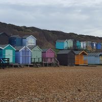 Colourful beach huts